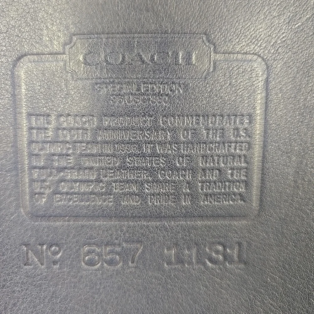 Vintage Coach USA Olympics 100th Anniversary Navy Blue Leather Crossbody Pouch - Picture 5 of 11